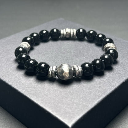 Natural Black Onyx Bracelet with 925 Sterling Silver（YS-20251203-18）