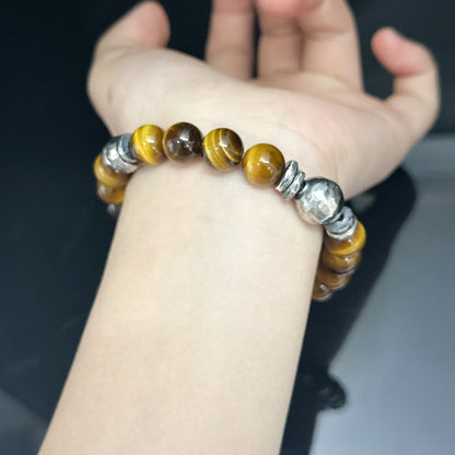 Natural Tiger Eye Bracelet with 925 Sterling Silver（YS-20251203-21）
