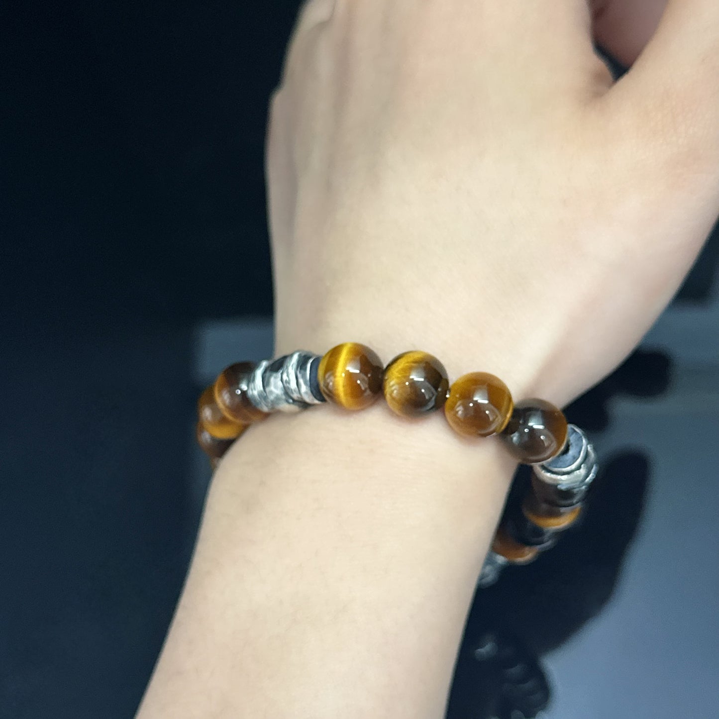 Natural Tiger Eye Bracelet with 925 Sterling Silver（YS-20251203-21）