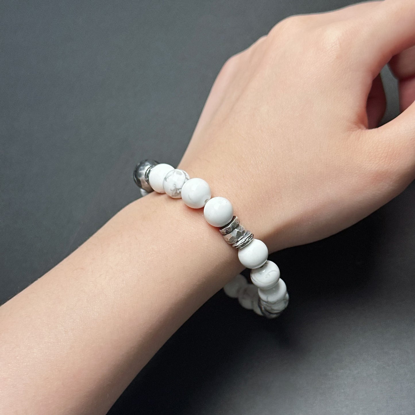 Natural White Turquoise Bracelet with 925 Sterling Silver（YS-20251203-19）