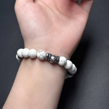 Natural White Turquoise Bracelet with 925 Sterling Silver（YS-20251203-19）