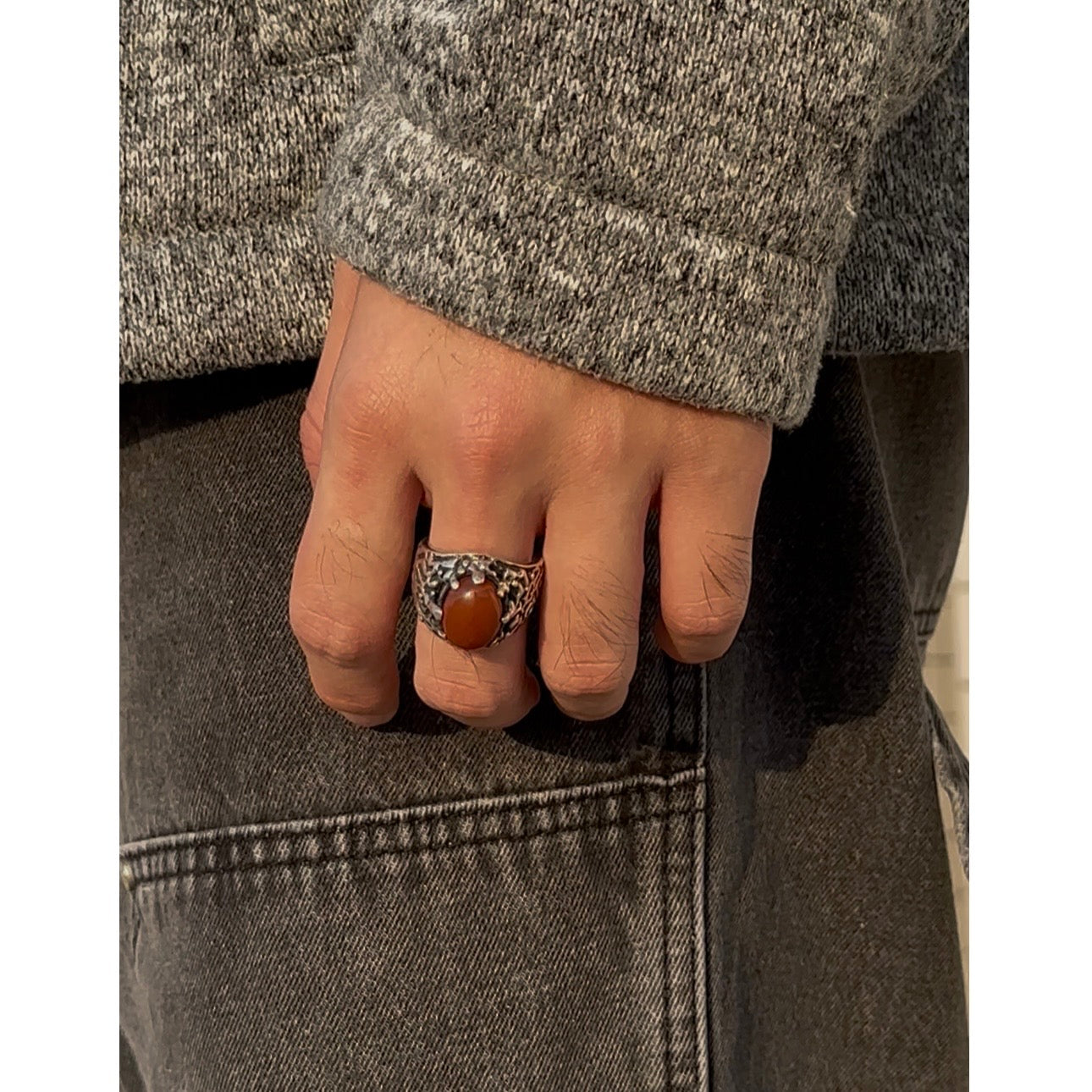 925 Sterling Silver Vintage Inlaid Ring | Trendy Hong Kong Punk Style, Unisex Fashion（YS-20250926-8）