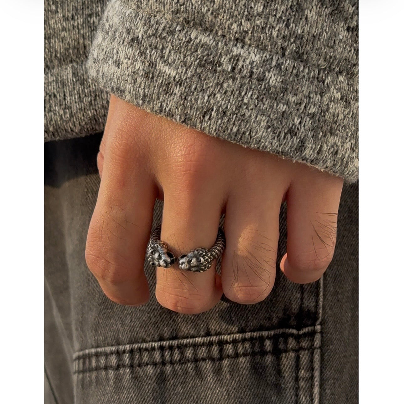 925 Sterling Silver Vintage Double-Headed Leopard Ring | Unique Hip-Hop Style（YS-20250926-9）