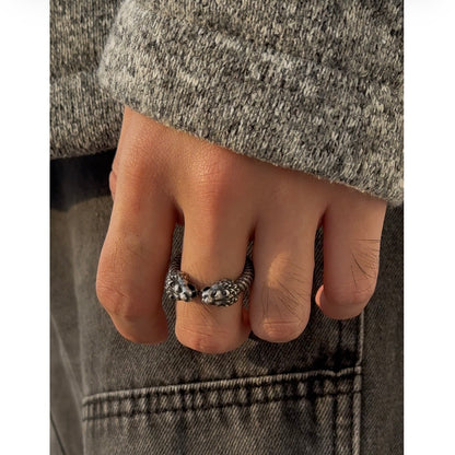 925 Sterling Silver Vintage Double-Headed Leopard Ring | Unique Hip-Hop Style（YS-20250926-9）