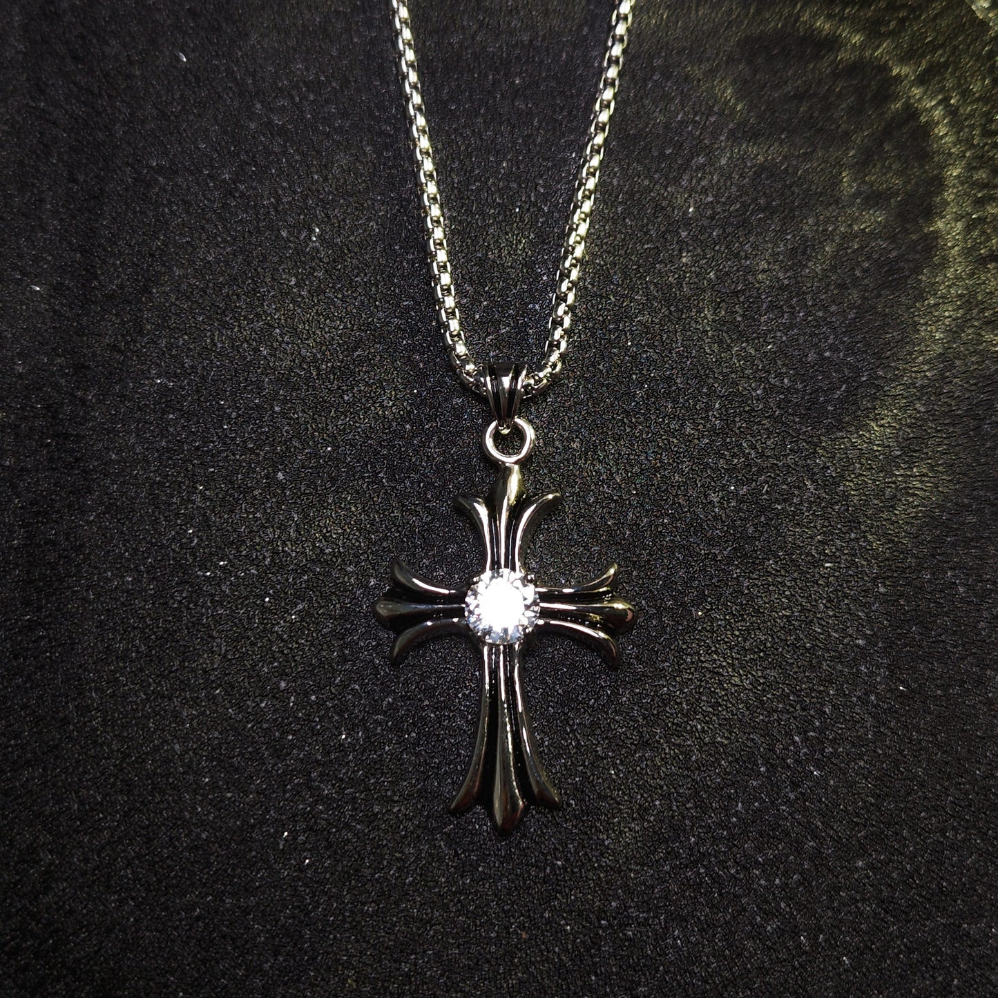 Vintage Oxidized Cross Necklace with Sword, Fleur-de-Lis & Scout Emblem Pendants | Unisex Classic Style, 65cm Chain（GS-20250912-3）