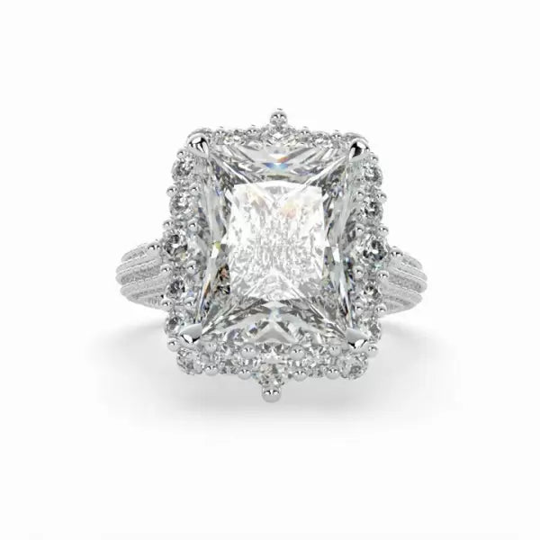 4ct Radiant Cut Three-Pieces Vintage Lace Wedding Ring Set Metal