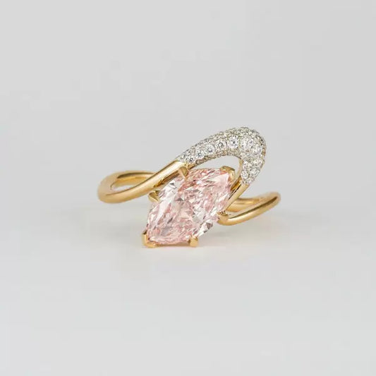 1.5ct Marquise Cut Pink Sapphire Modern Wedding Ring Set Metal