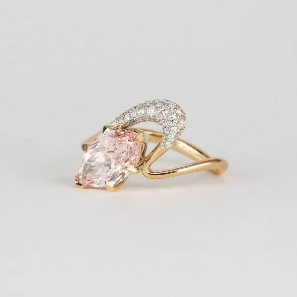 1.5ct Marquise Cut Pink Sapphire Modern Wedding Ring Set Metal