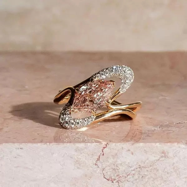 1.5ct Marquise Cut Pink Sapphire Modern Wedding Ring Set Metal