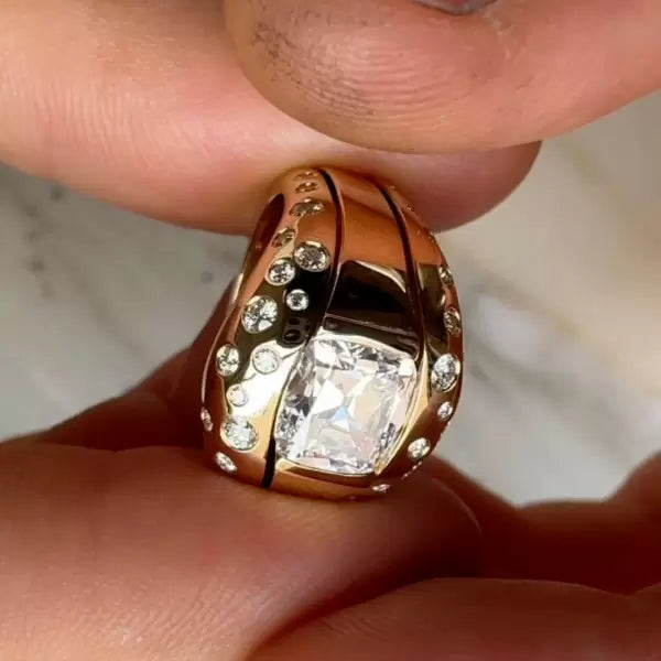 5.6ct Cushion Cut Flush Set Wedding Ring Set