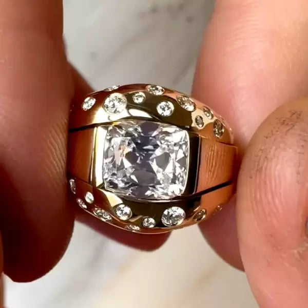 5.6ct Cushion Cut Flush Set Wedding Ring Set