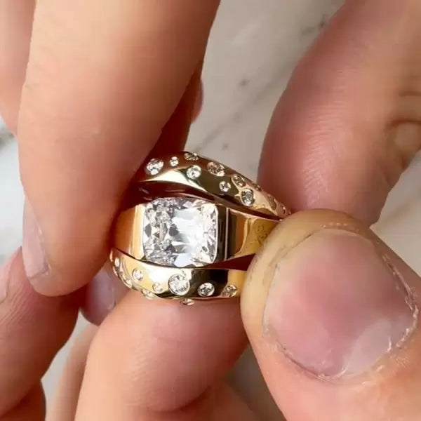 5.6ct Cushion Cut Flush Set Wedding Ring Set