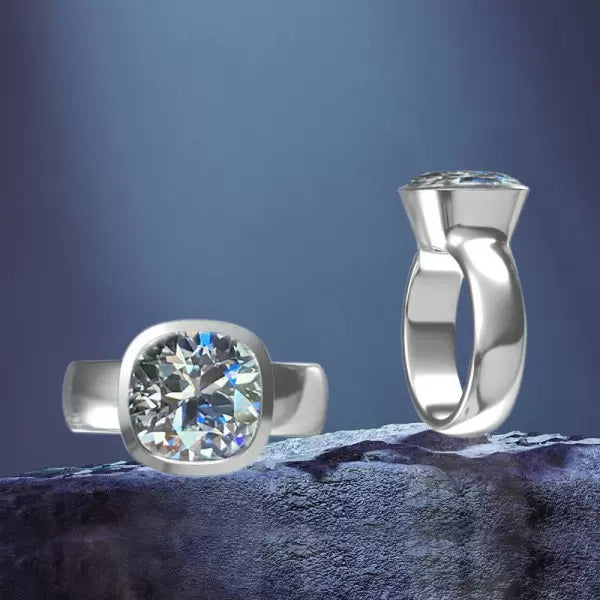 5.6ct Cushion Cut Matte Simple Wedding Ring Set