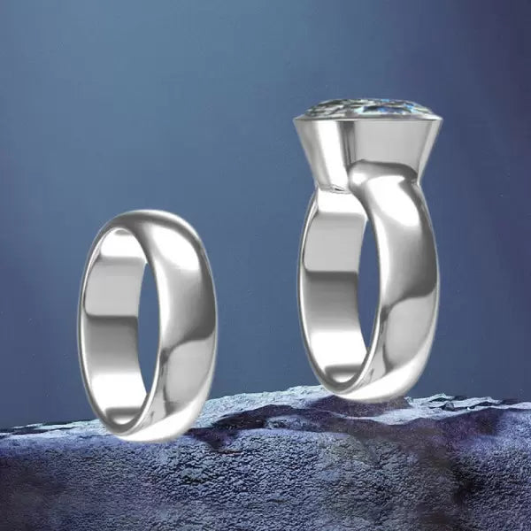 5.6ct Cushion Cut Matte Simple Wedding Ring Set