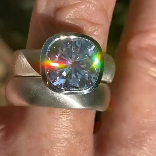 5.6ct Cushion Cut Matte Simple Wedding Ring Set