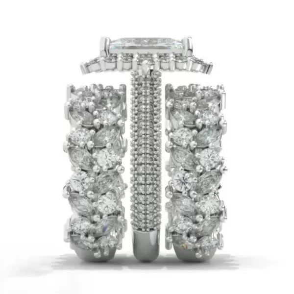 5ct Radiant Cut Three-Pieces Vintage Lace Wedding Ring Set Metal