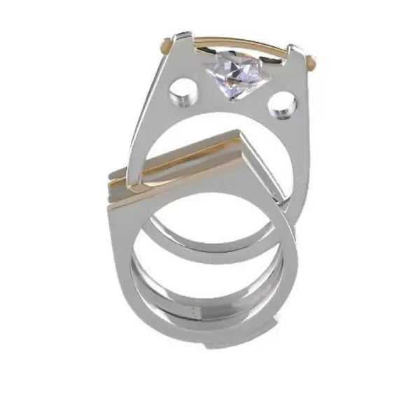 2.7ct Round Cut White Sapphire Two Tone Wedding Ring Set Metal