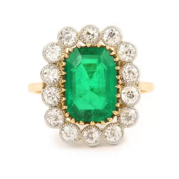 3 CT Emerald Cut Halo Gold Engagement Ring