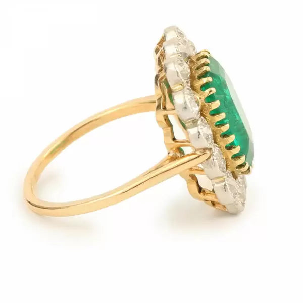 3 CT Emerald Cut Halo Gold Engagement Ring