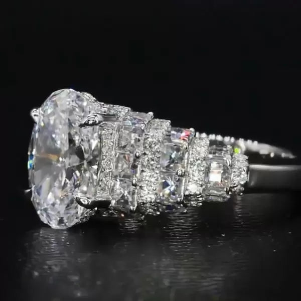 Handmade 2.5ct Oval Cut Sterling Silver Engagement Ring