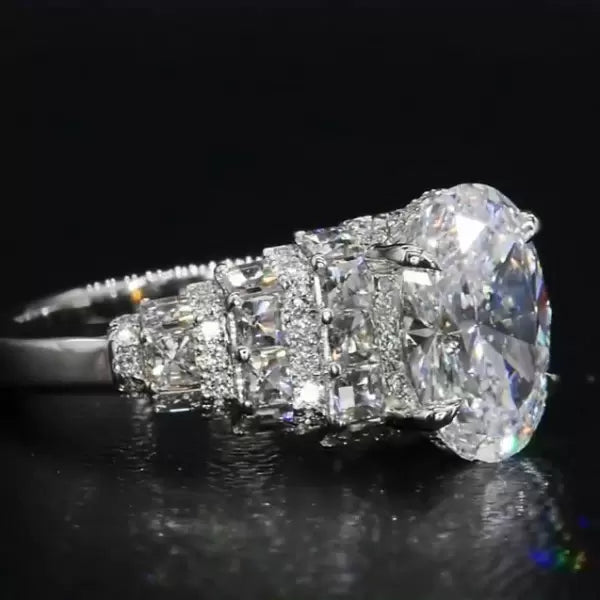 Handmade 2.5ct Oval Cut Sterling Silver Engagement Ring