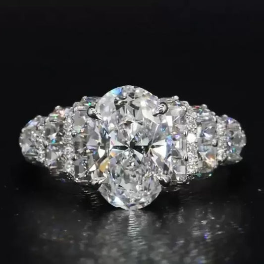 Handmade 2.5ct Oval Cut Sterling Silver Engagement Ring