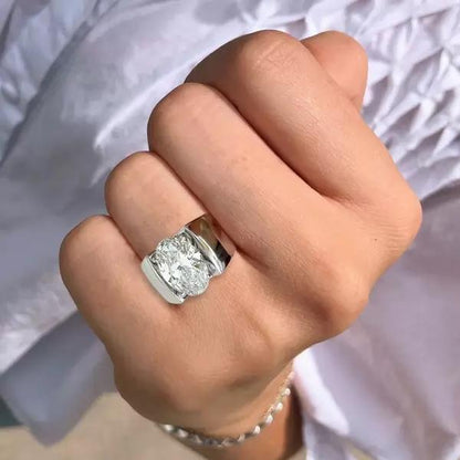 5.8ct Oval Cut White Sapphire Simple Classic Engagement Ring