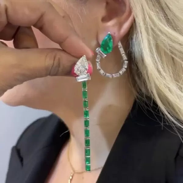 Unique Multi-Cut Sapphire Hoop Earrings