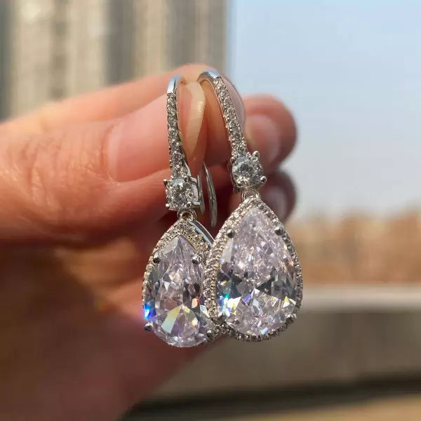 Sapphire Drop Earrings in Sterling Silver