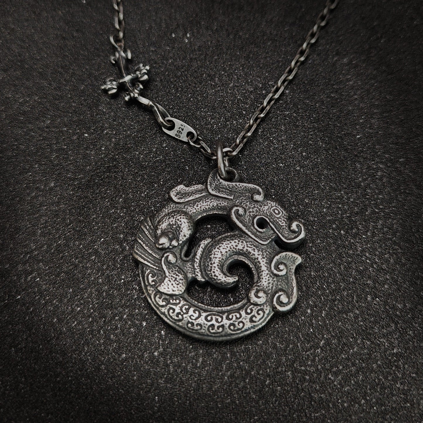 Solid 925 Sterling Silver Dragon Pendant Necklace | Vintage Original Design, Unisex Couple Style（YS-20250926-1）