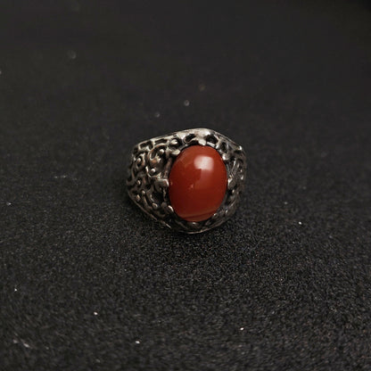 925 Sterling Silver Vintage Inlaid Ring | Trendy Hong Kong Punk Style, Unisex Fashion（YS-20250926-8）