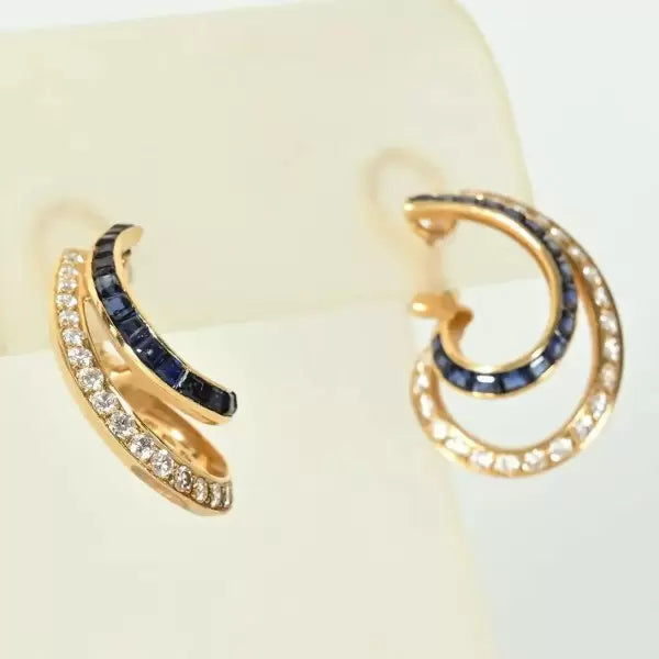 6.2ctw Princess Cut Sapphire And White Sapphire Oscar Heyman Earrings