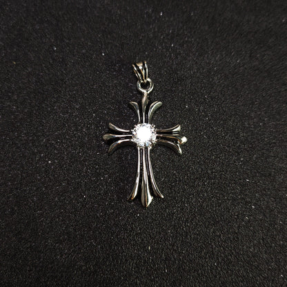 Vintage Oxidized Cross Necklace with Sword, Fleur-de-Lis & Scout Emblem Pendants | Unisex Classic Style, 65cm Chain（GS-20250912-3）