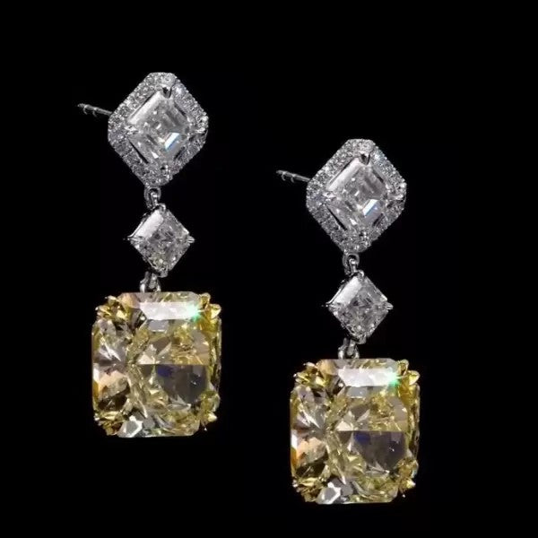 5ct Fancy Yellow Diamonds Dangling Earrings