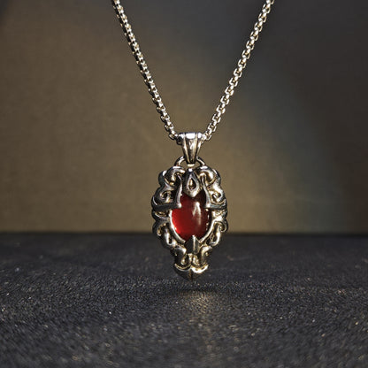 Vintage Black & Red 316 Stainless Steel Pendant Necklace | Unisex Punk Fashion, 65cm Chain（GS-20250912-4）