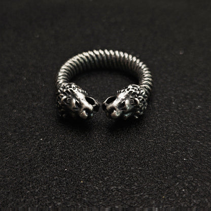 925 Sterling Silver Vintage Double-Headed Leopard Ring | Unique Hip-Hop Style（YS-20250926-9）