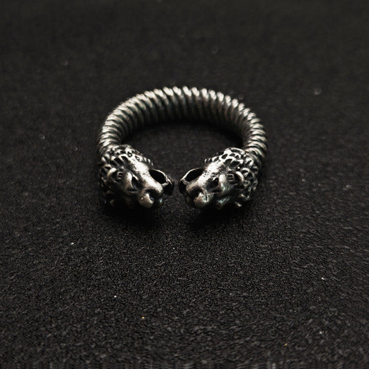 925 Sterling Silver Vintage Double-Headed Leopard Ring | Unique Hip-Hop Style（YS-20250926-9）
