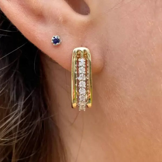 8ctw Round Cut White Sapphire Hooked Natural Drop Earring