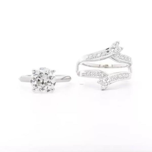 3.03ctw Round Cut White Sapphire Engagement Ring