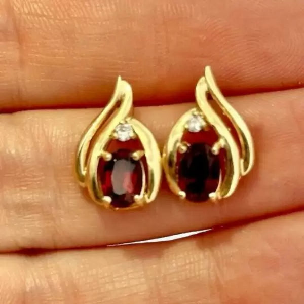 4.2ctw Oval Cut Ruby And White Sapphire Stud Earrings