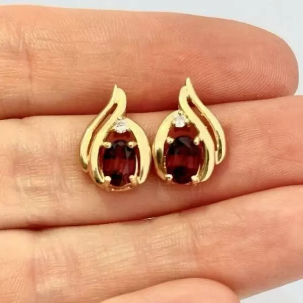 4.2ctw Oval Cut Ruby And White Sapphire Stud Earrings
