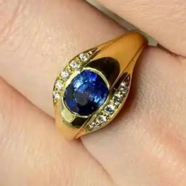 4.2ctw Round Cut Sapphire And White Shpphire Engagement Ring