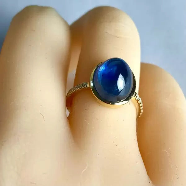 6ctw Round Cut Sapphire Carat Ceylon Cabochon Cocktail Ring