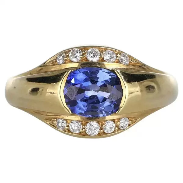 4.2ctw Round Cut Sapphire And White Shpphire Engagement Ring