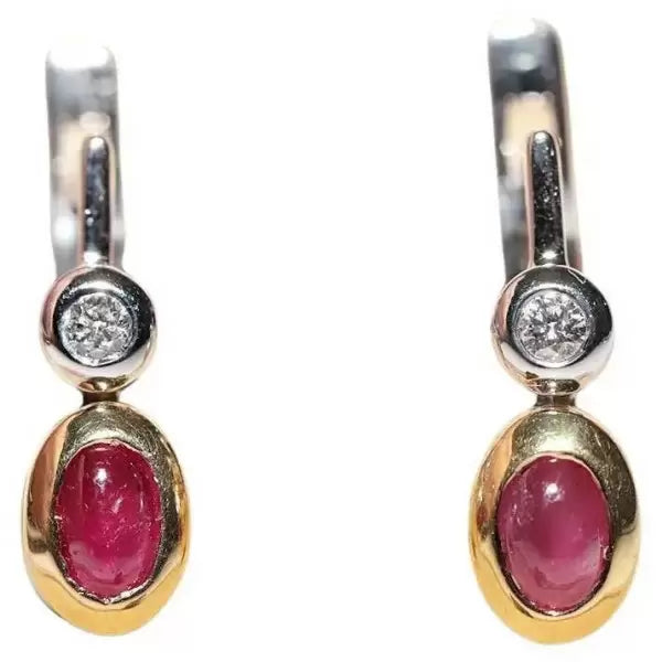 Two Tone 3ctw Oval Cut Ruby And White Sapphire Earrings