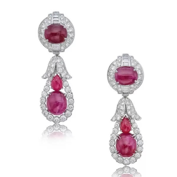 13ctw Vintage Round Cut Ruby Invisible Setting Earrings