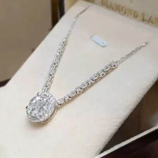 Marquise & Round Cut White Sapphire Pendant Necklace