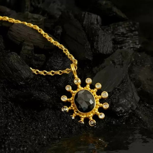 7ctw Oval Cut Black Sapphire Neowise Pendant Necklace