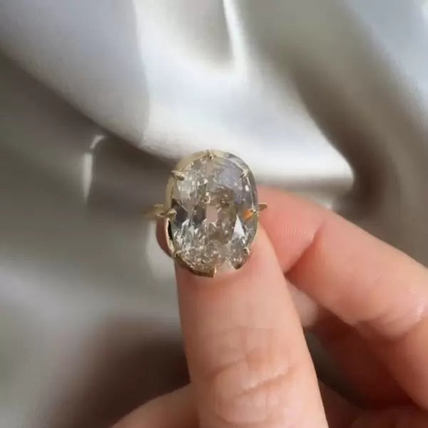 5.8ct Oval Cut White Sapphire Wedding Ring Set Metal