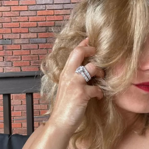 3ct Pear Cut White Sapphire Wedding Ring Set